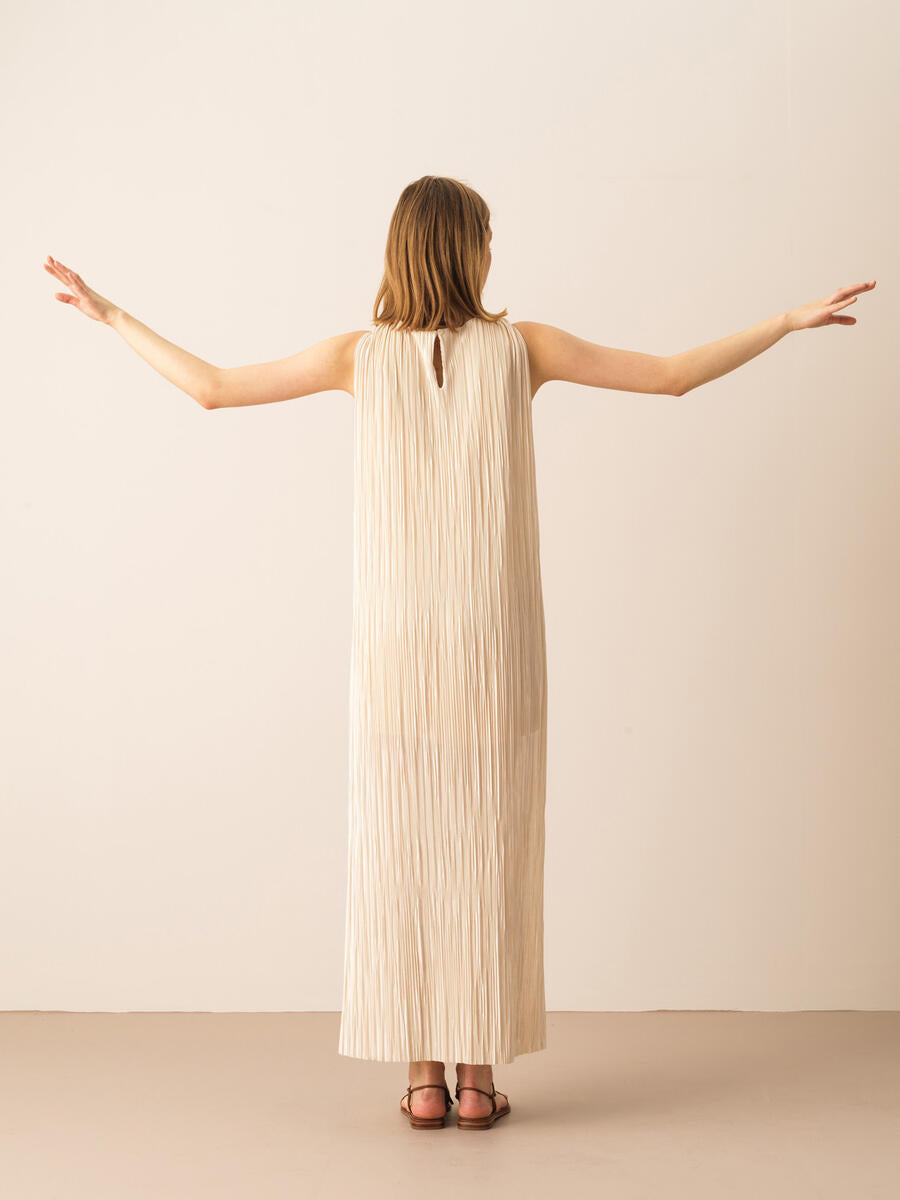 Xint Beige Mini Dress With Asymmetric Cape Back Design