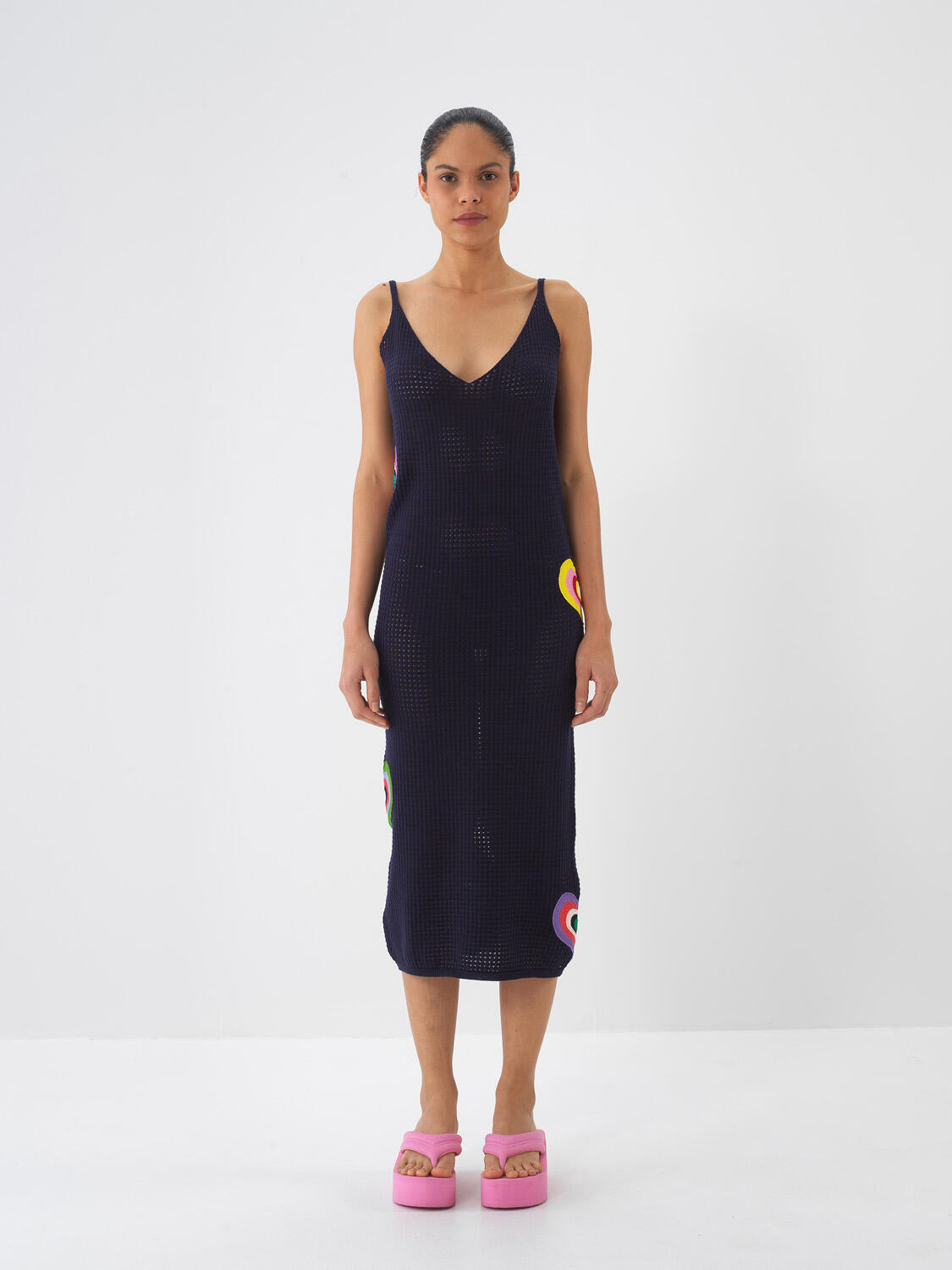 Xint Navy Dress With Hearts Design