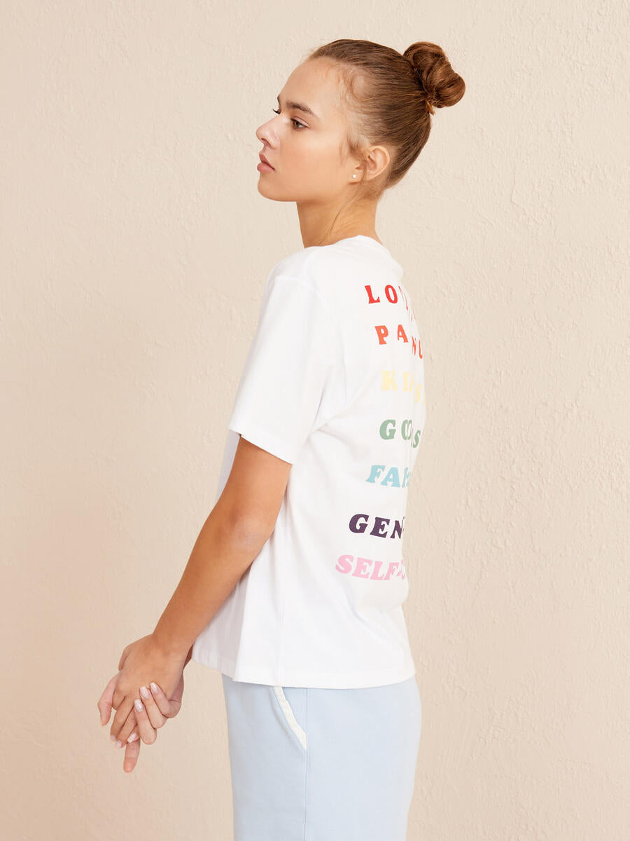 Xint White Oversize Cotton T-Shirt With Back Print