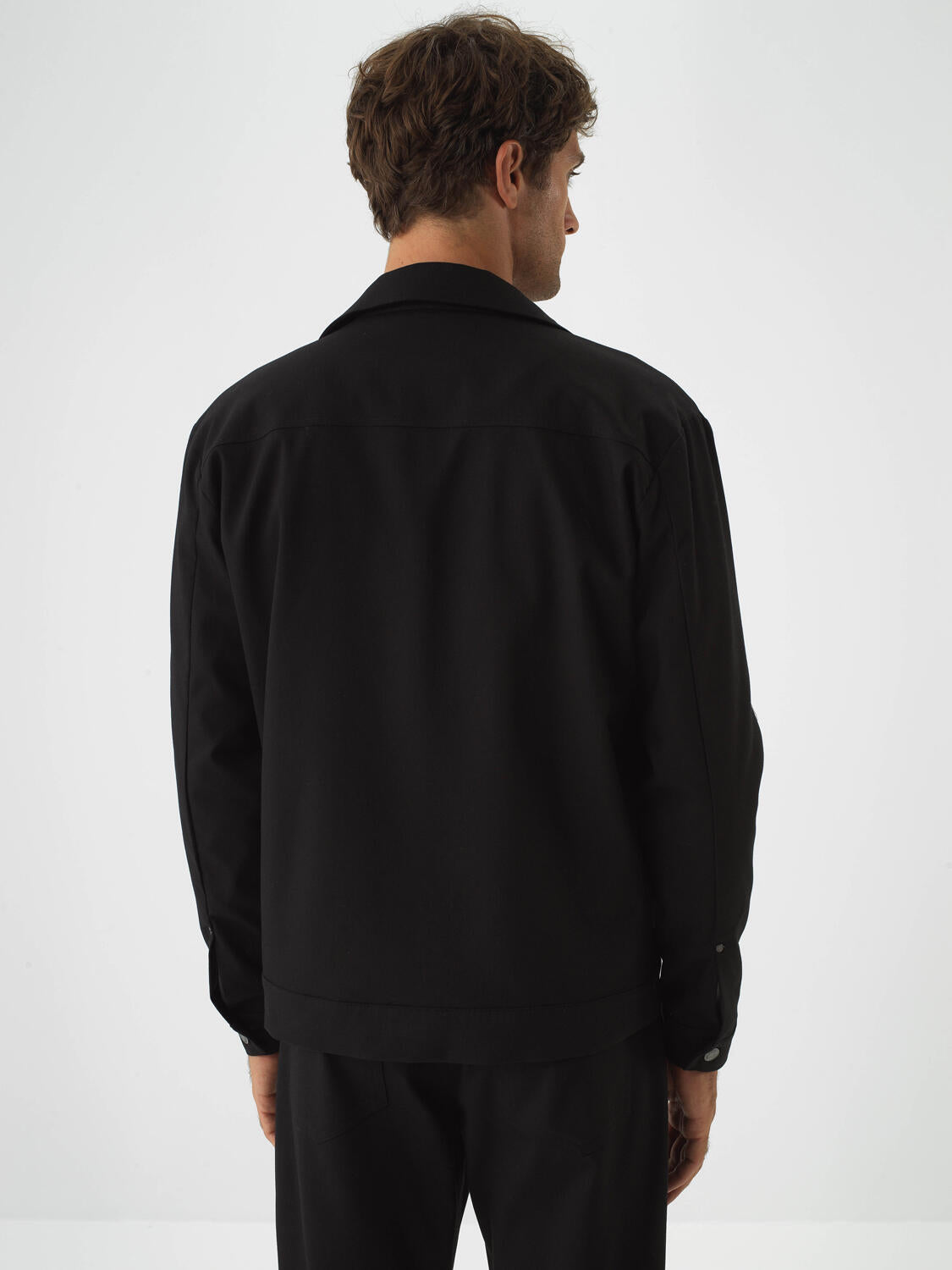Xint Black Cotton Textured Regular Fit Jacket