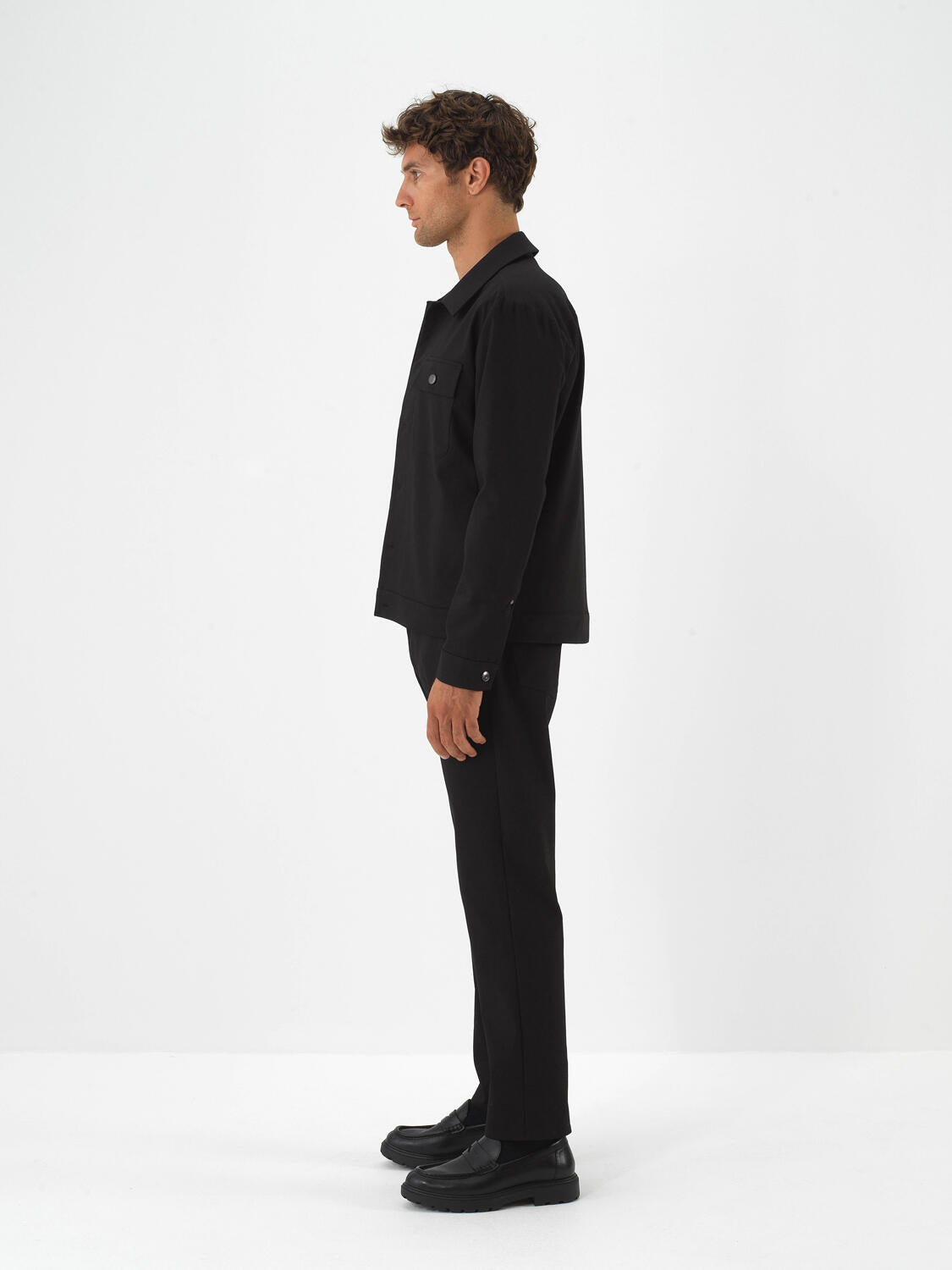 Xint Black Cotton Textured Regular Fit Jacket