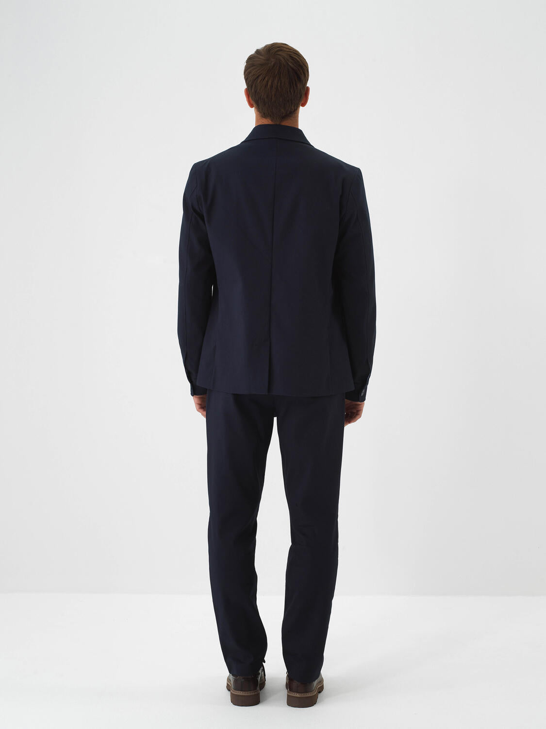 Xint Navy Cotton Textured Regular Fit Jacket