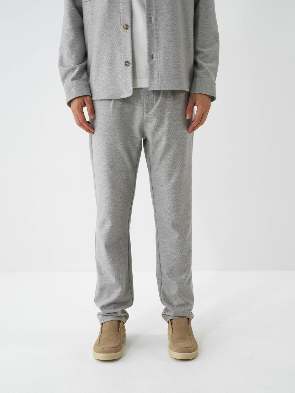 Xint Grey Flexible Textured Regulat Fit Jogger Pant