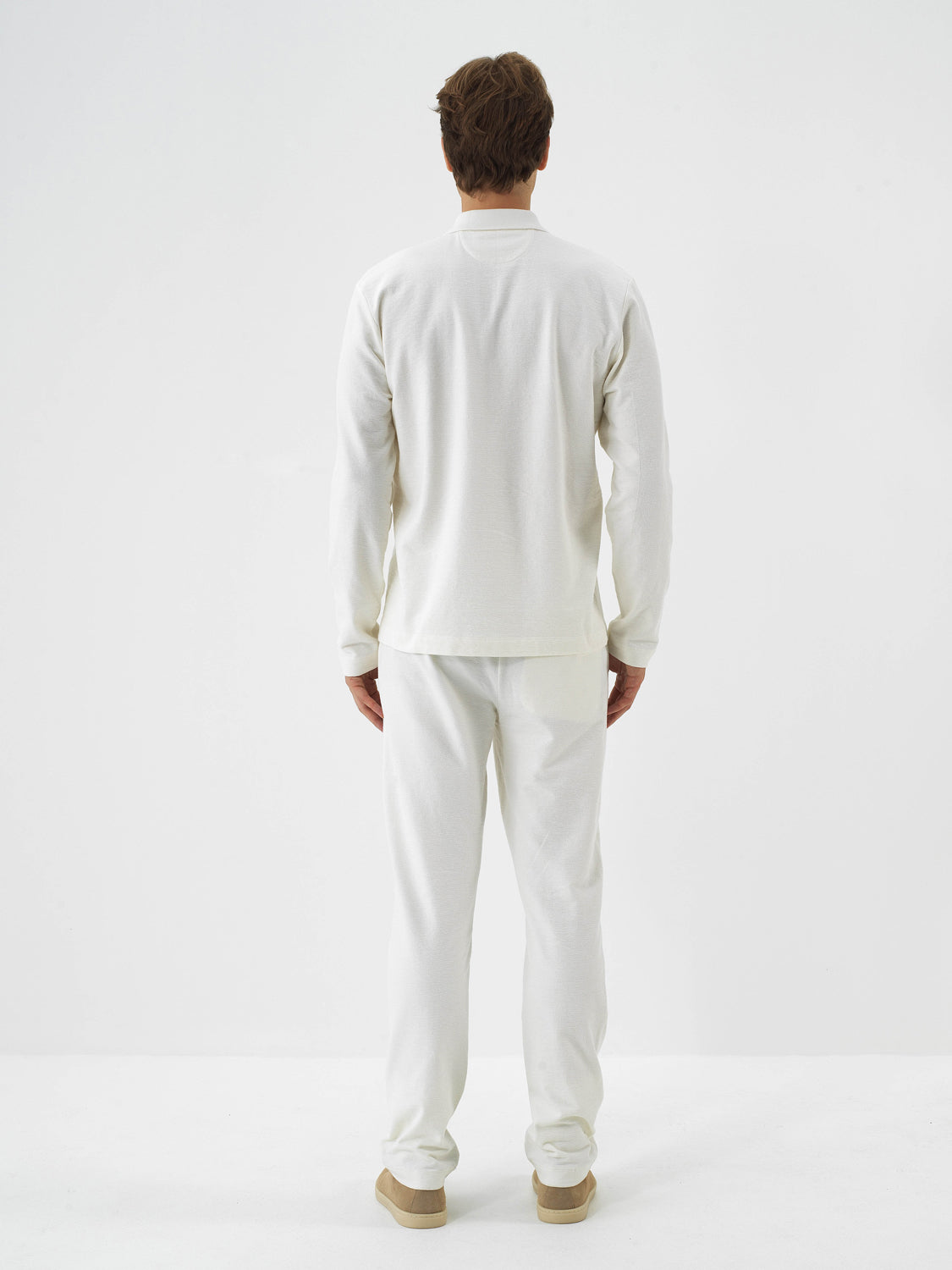 Xint Offwhite Cotton Textured Regular Fit Polo