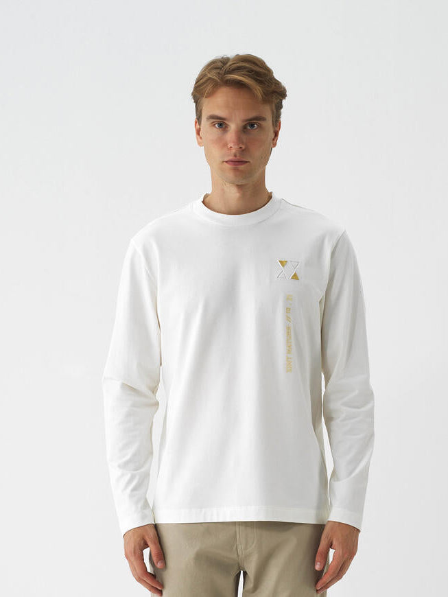 Xint Offwhite Cotton Textured Regular Fit Long Sleeve T-shirt