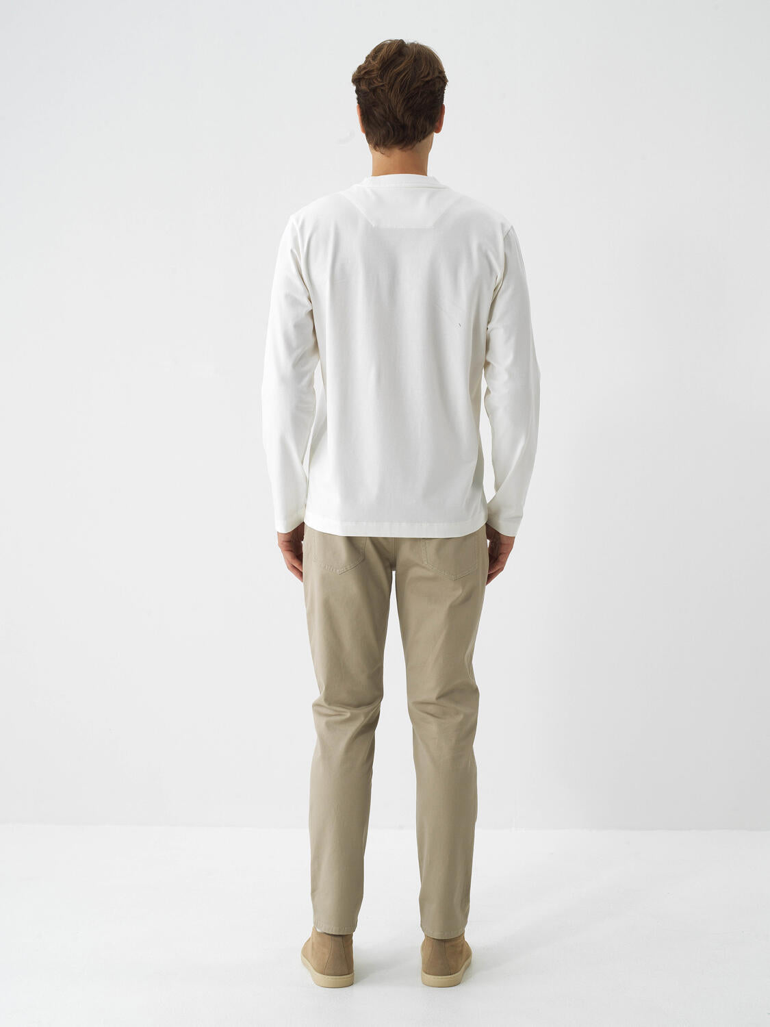 Xint Offwhite Cotton Textured Regular Fit Long Sleeve T-shirt