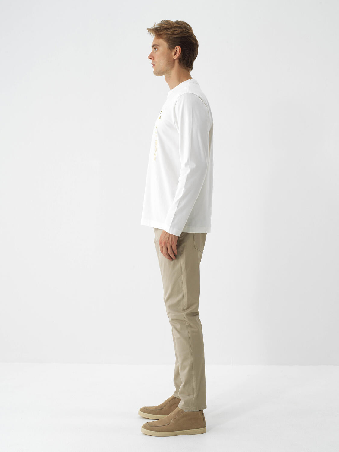 Xint Offwhite Cotton Textured Regular Fit Long Sleeve T-shirt