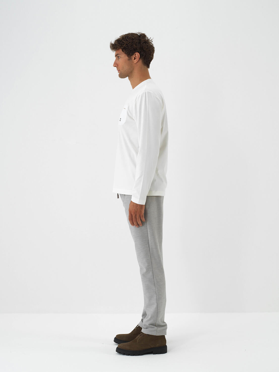 Xint Offwhite Cotton Textured Regular Fit Long Sleeve T-shirt