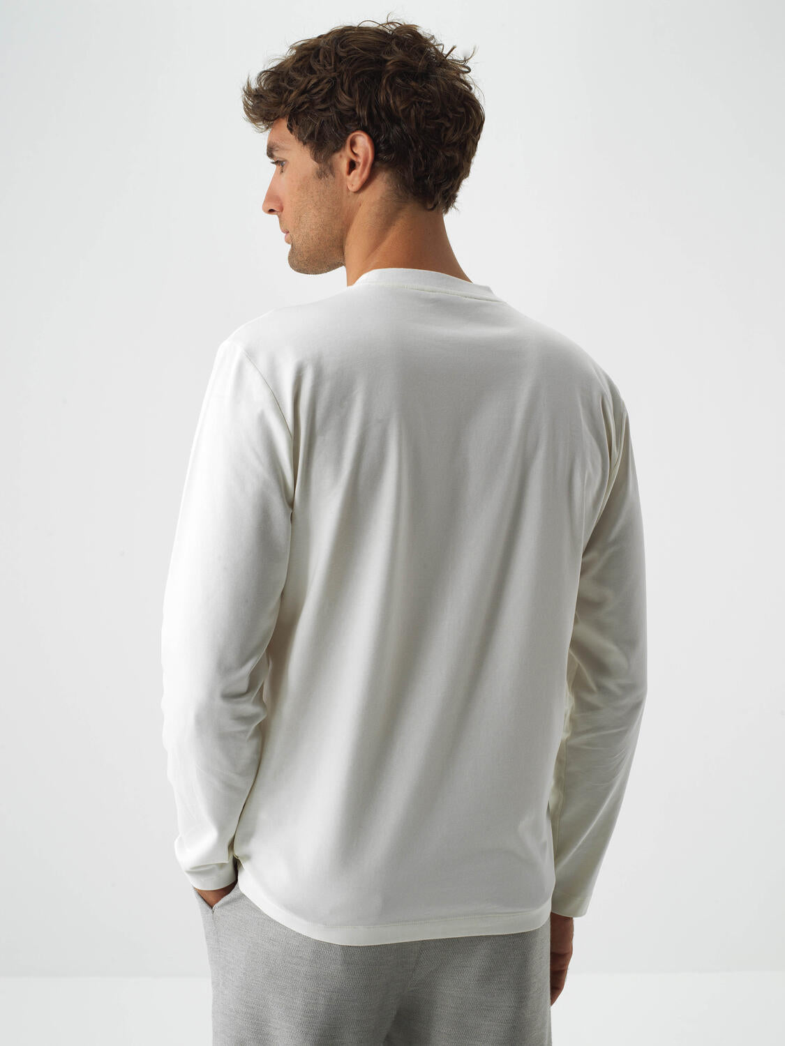 Xint Offwhite Cotton Textured Regular Fit Long Sleeve T-shirt