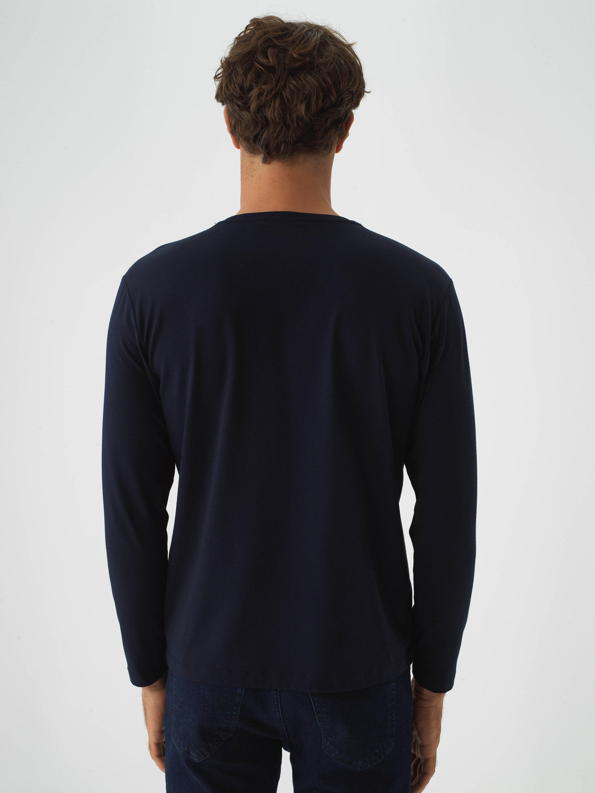 Xint Navy Textured Slim Fit Long Sleeve T-Shirt