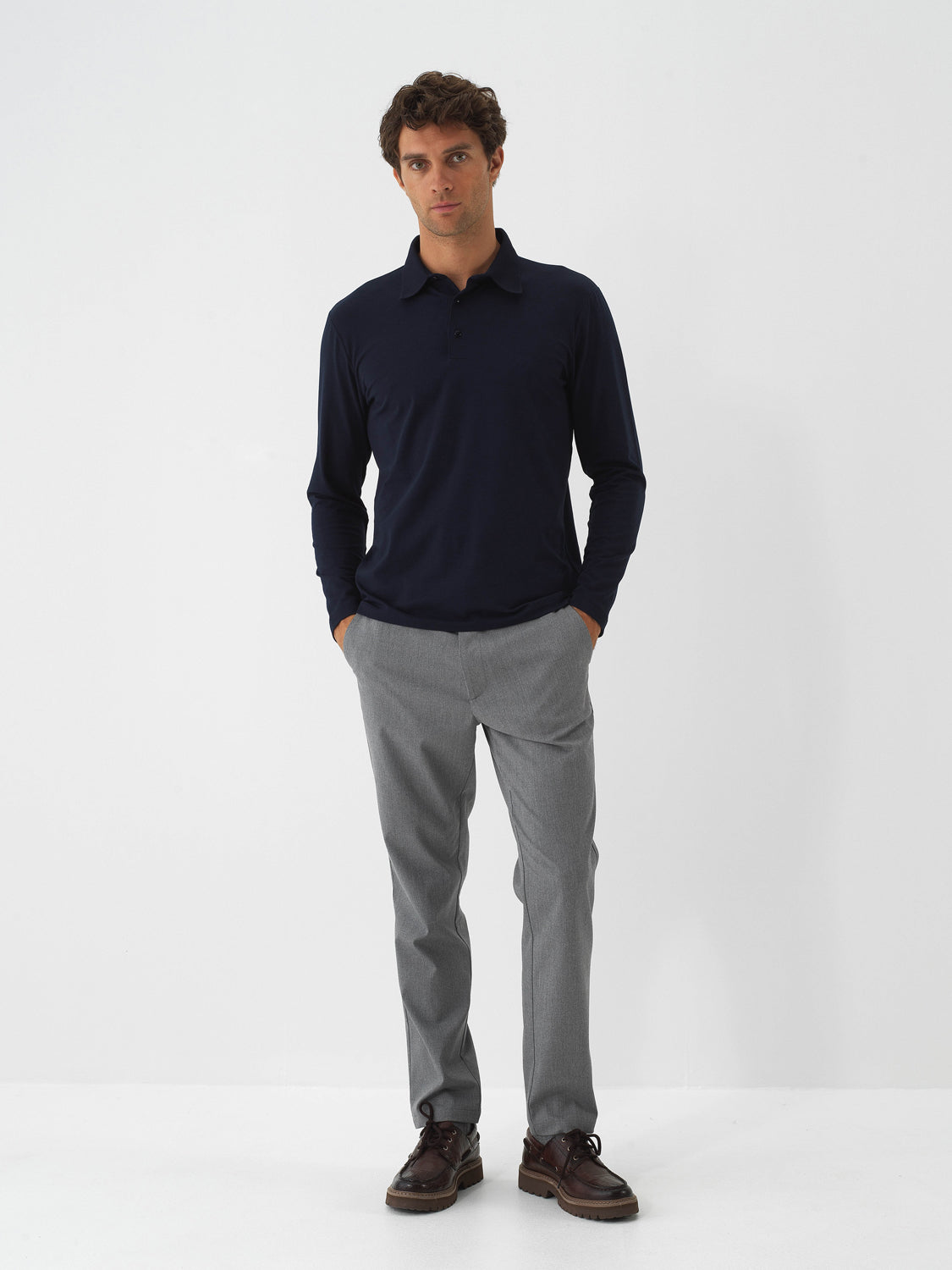 Xint Navy Modal Textured Slim Fit Polo