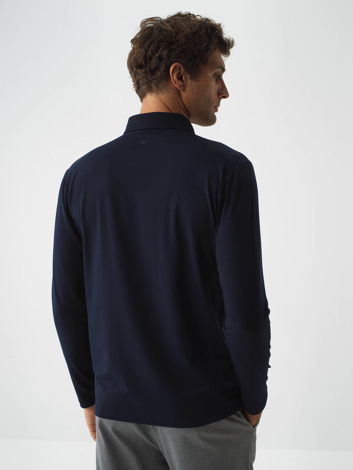 Xint Navy Modal Textured Slim Fit Polo