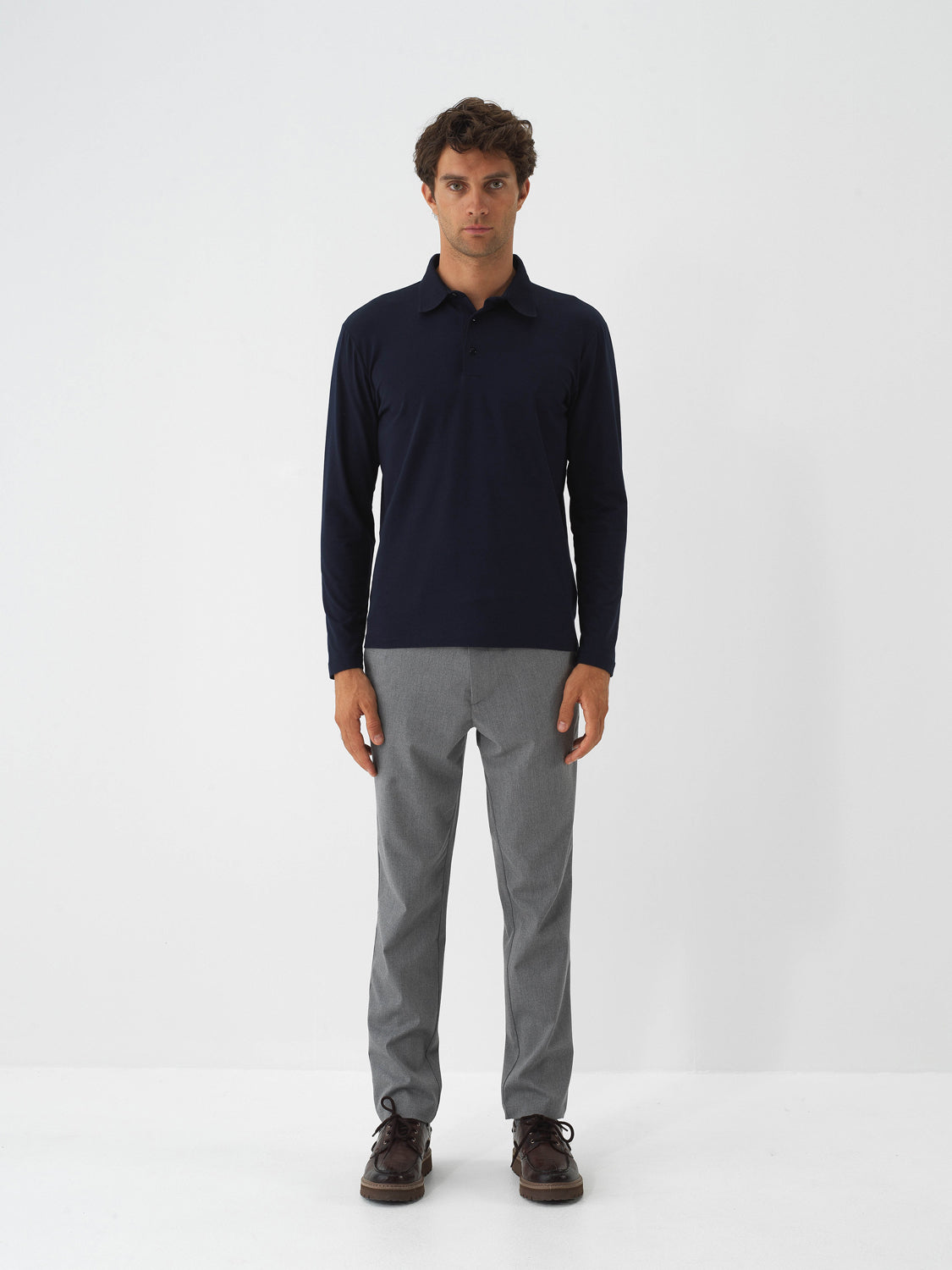 Xint Navy Modal Textured Slim Fit Polo