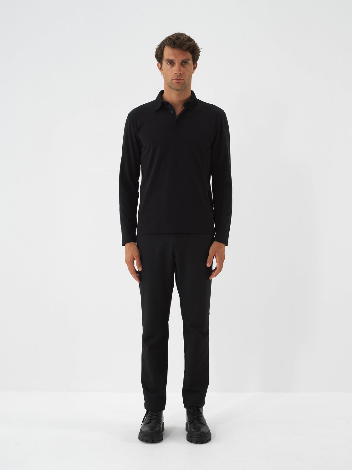Xint Black Modal Textured Slim Fit Polo