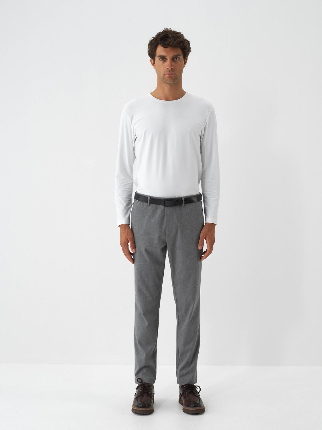 Xint White Textured Slim Fit Long Sleeve T-Shirt