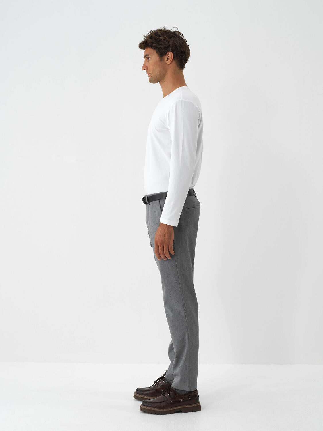 Xint White Textured Slim Fit Long Sleeve T-Shirt