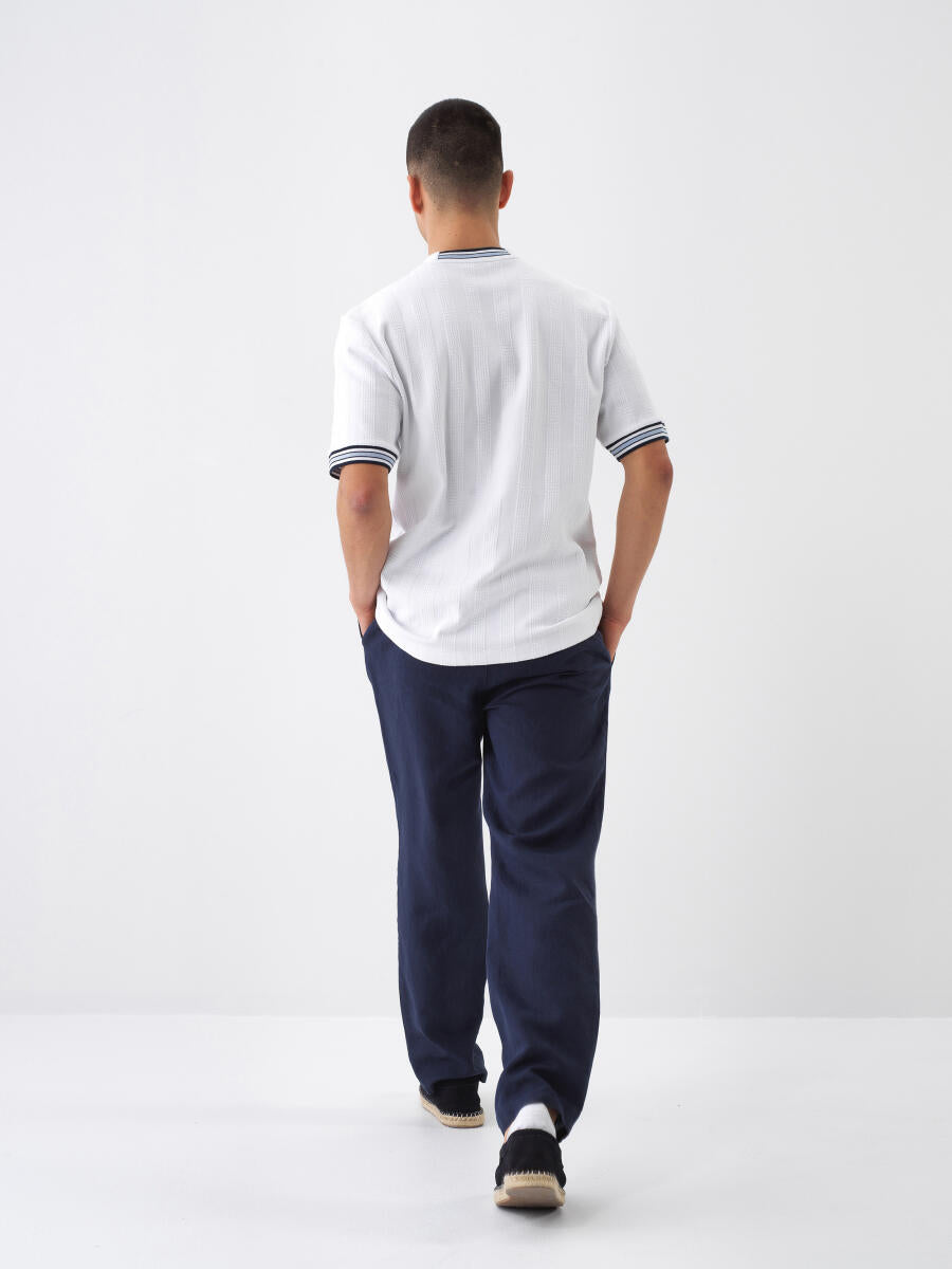 Xint Navy Regular Fit Linen Pant