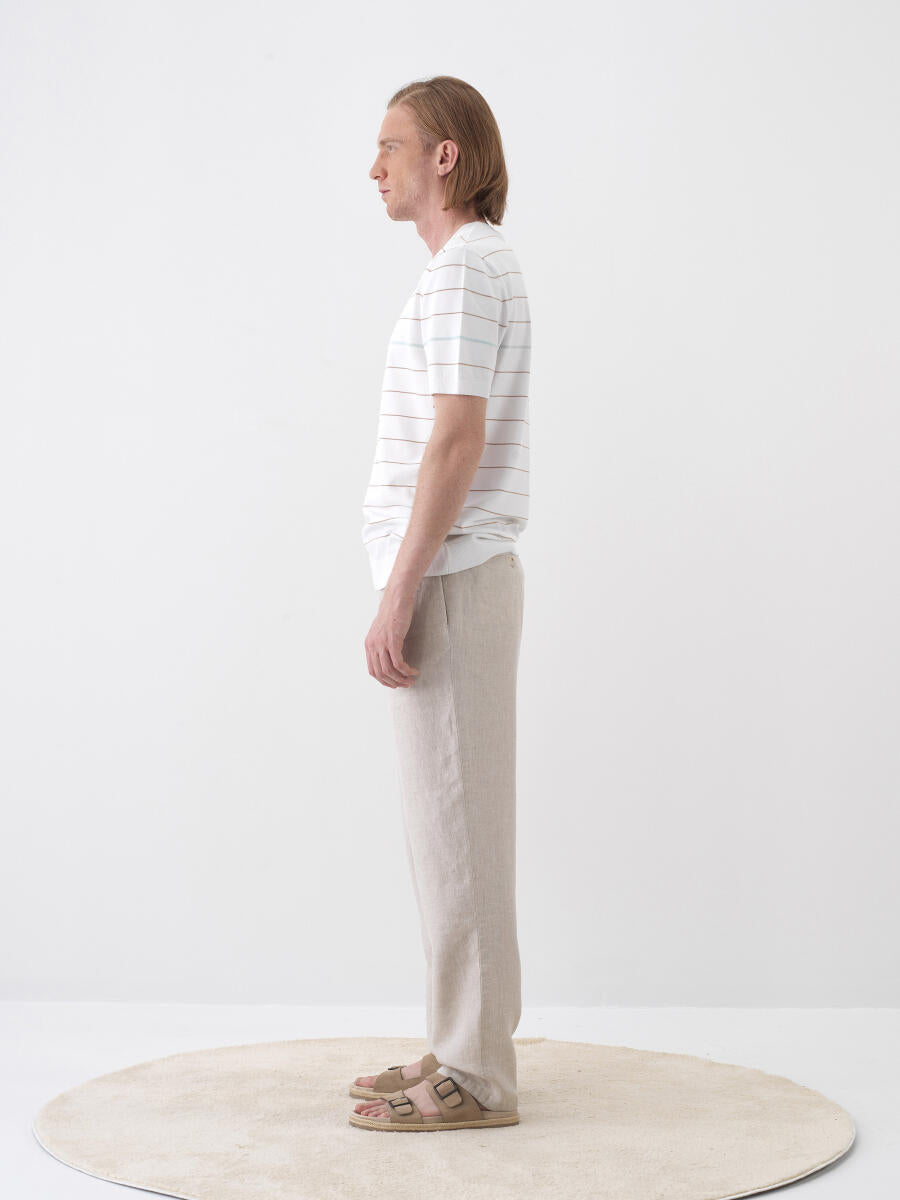 Xint Beige Regular Fit Linen Pant