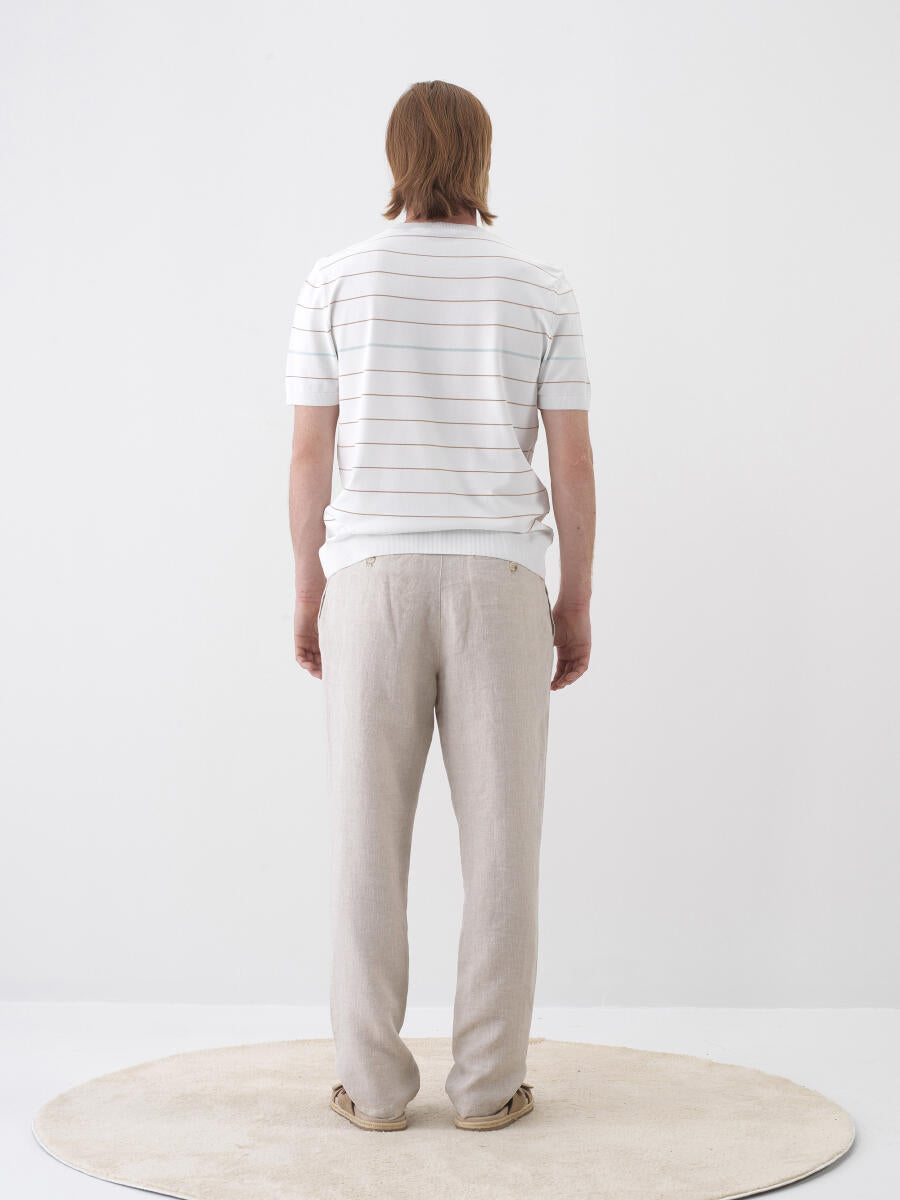 Xint Beige Regular Fit Linen Pant