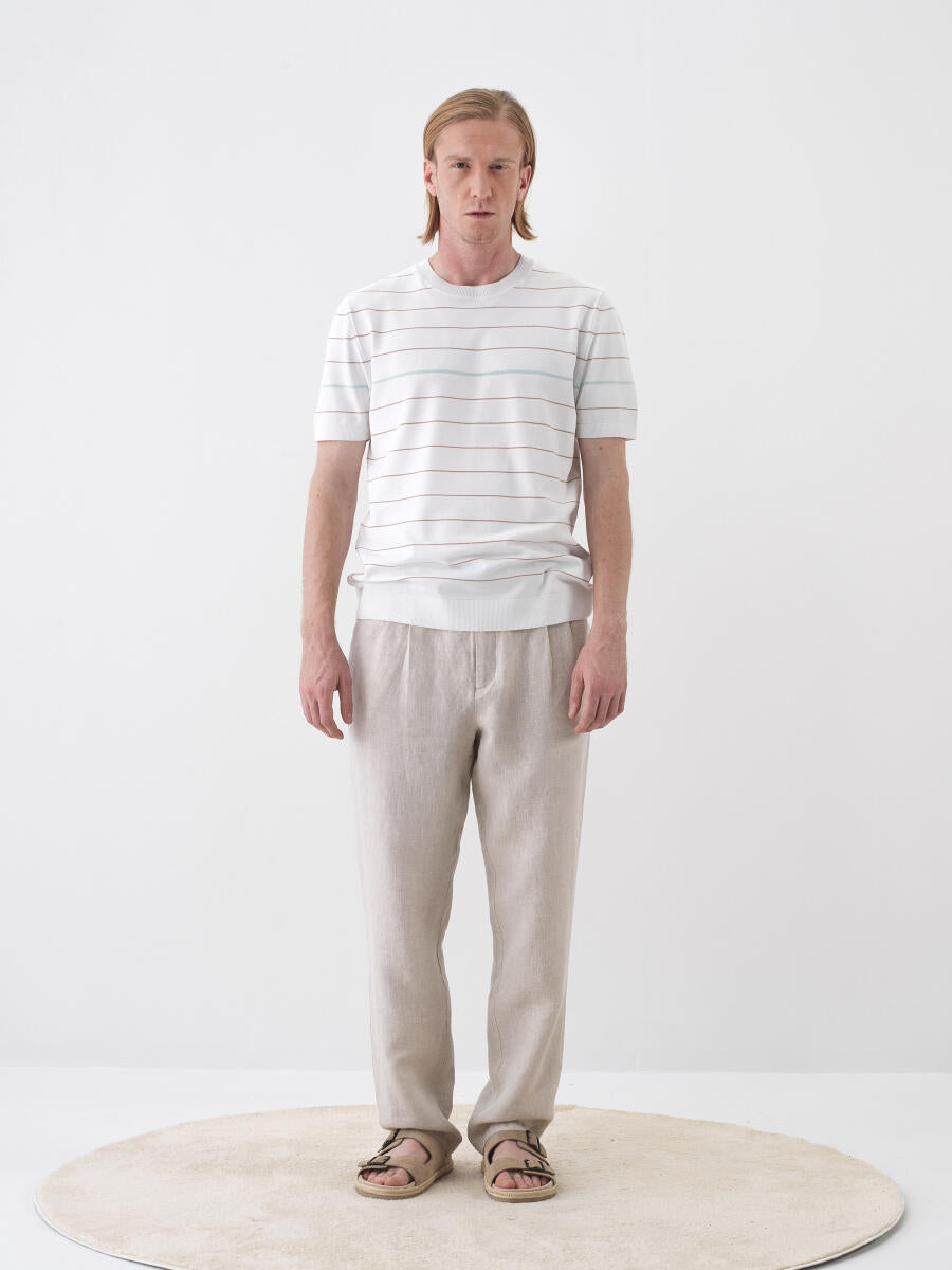 Xint Beige Regular Fit Linen Pant
