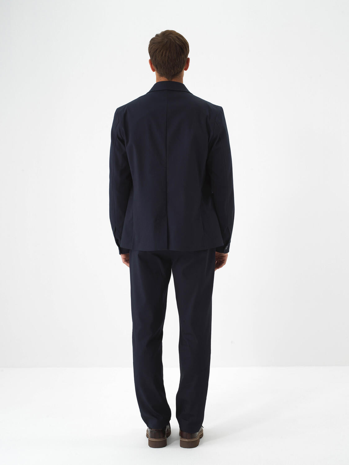 Xint Navy Cotton Textured Regular Fit Trousers