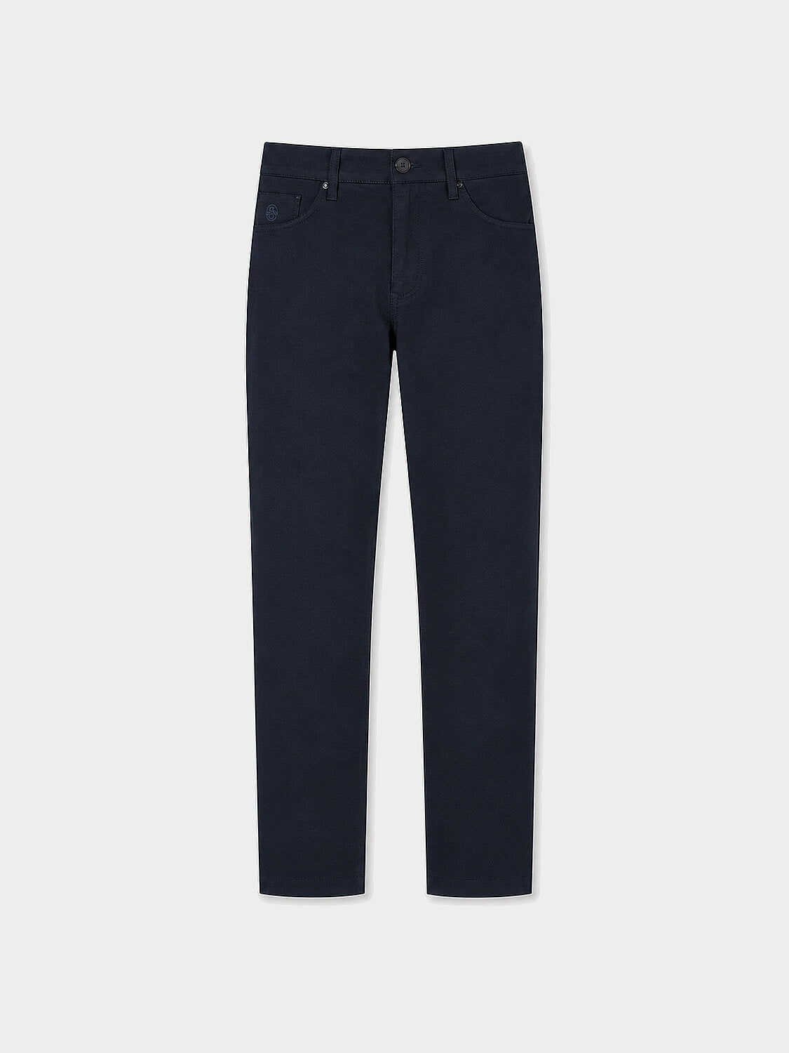 Xint Navy Cotton Textured Regular Fit Trousers