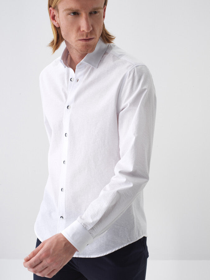 Xint White Regular Fit Cotton Shirt