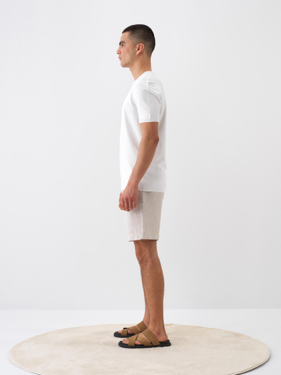 Xint Beige Regular Fit Linen Shorts