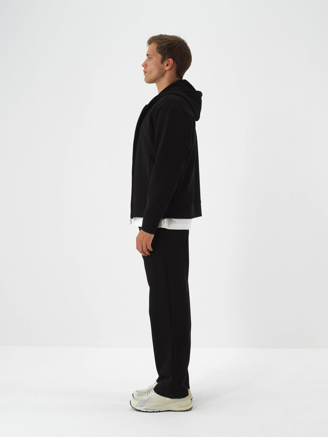 Xint Black Zippered Cotton Hoodie Jacket