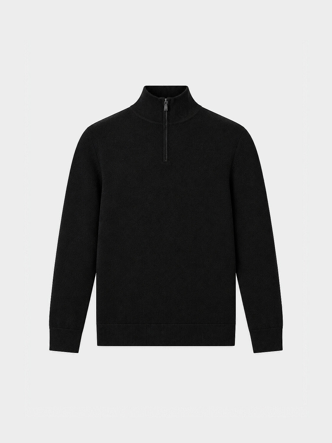 Xint Black Cotton Textured Regular Fit Sweater