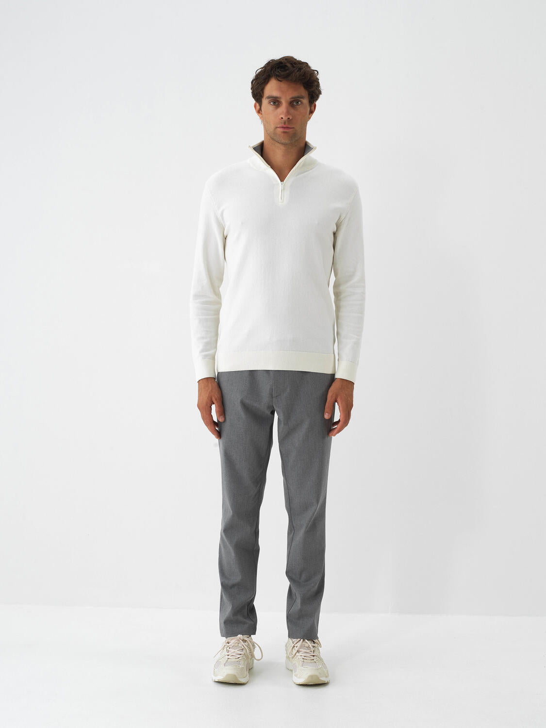 Xint Off.White Cotton Textured Regular Fit Sweater