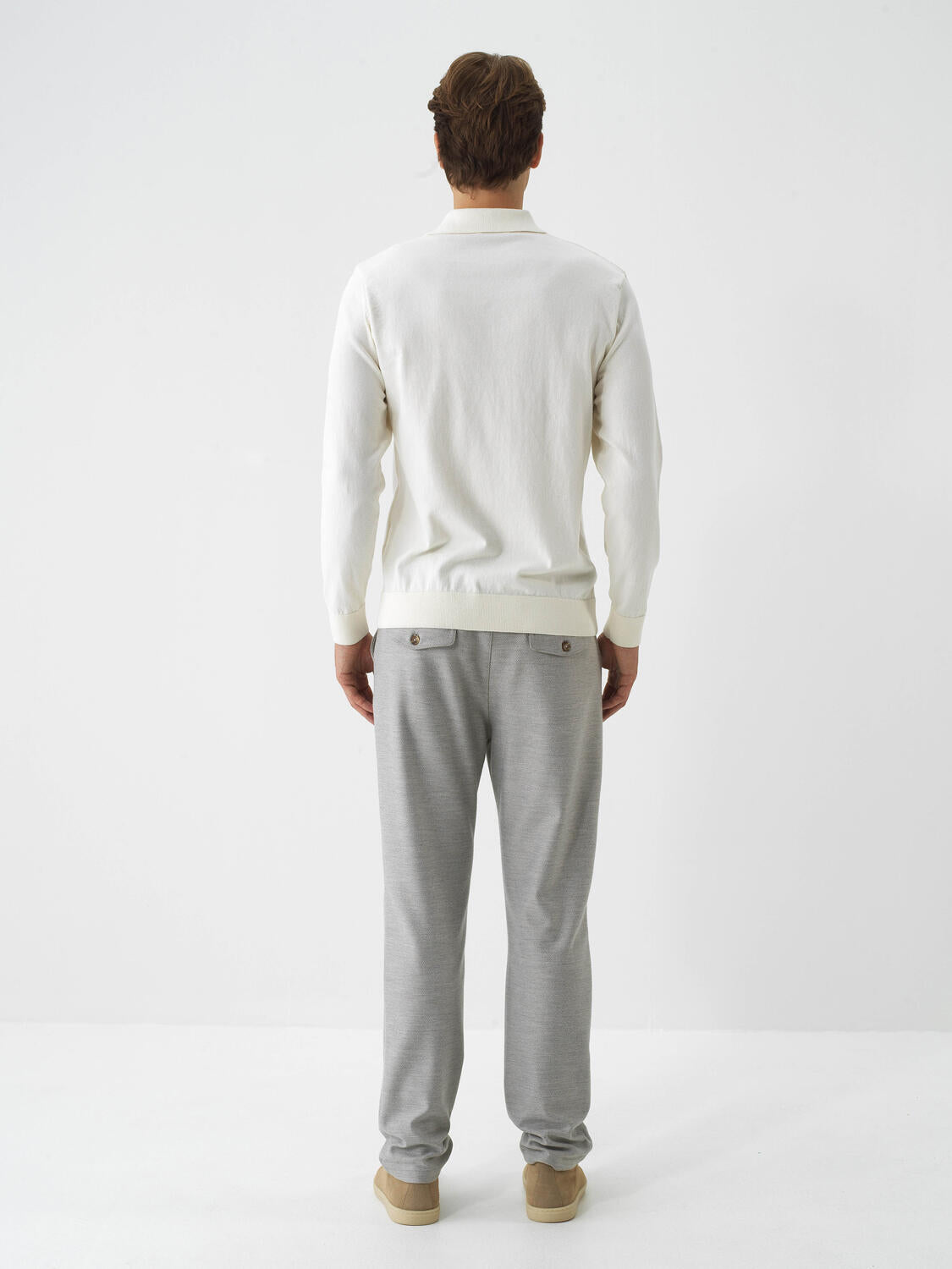 Xint Off.White Cotton Textured Regular Fit Sweater