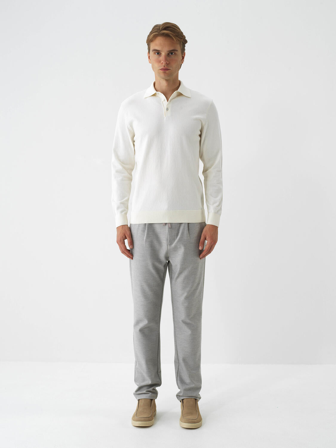 Xint Off.White Cotton Textured Regular Fit Sweater
