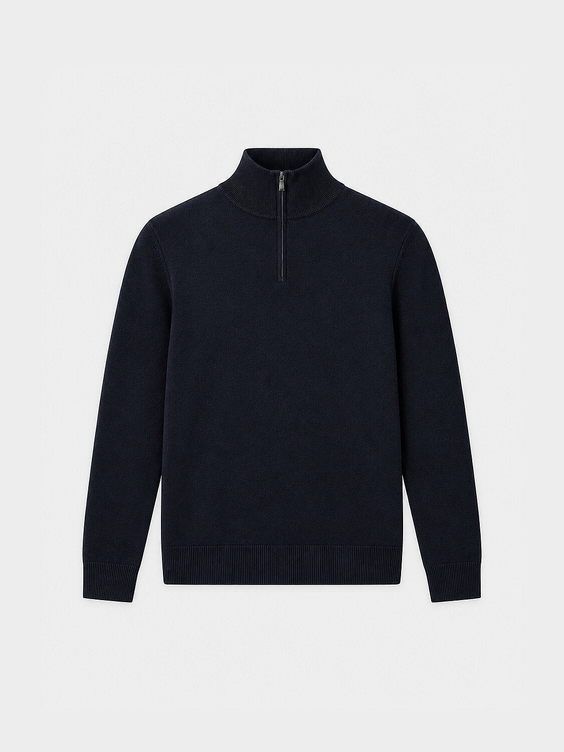 Xint Navy Cotton Textured Regular Fit Sweater