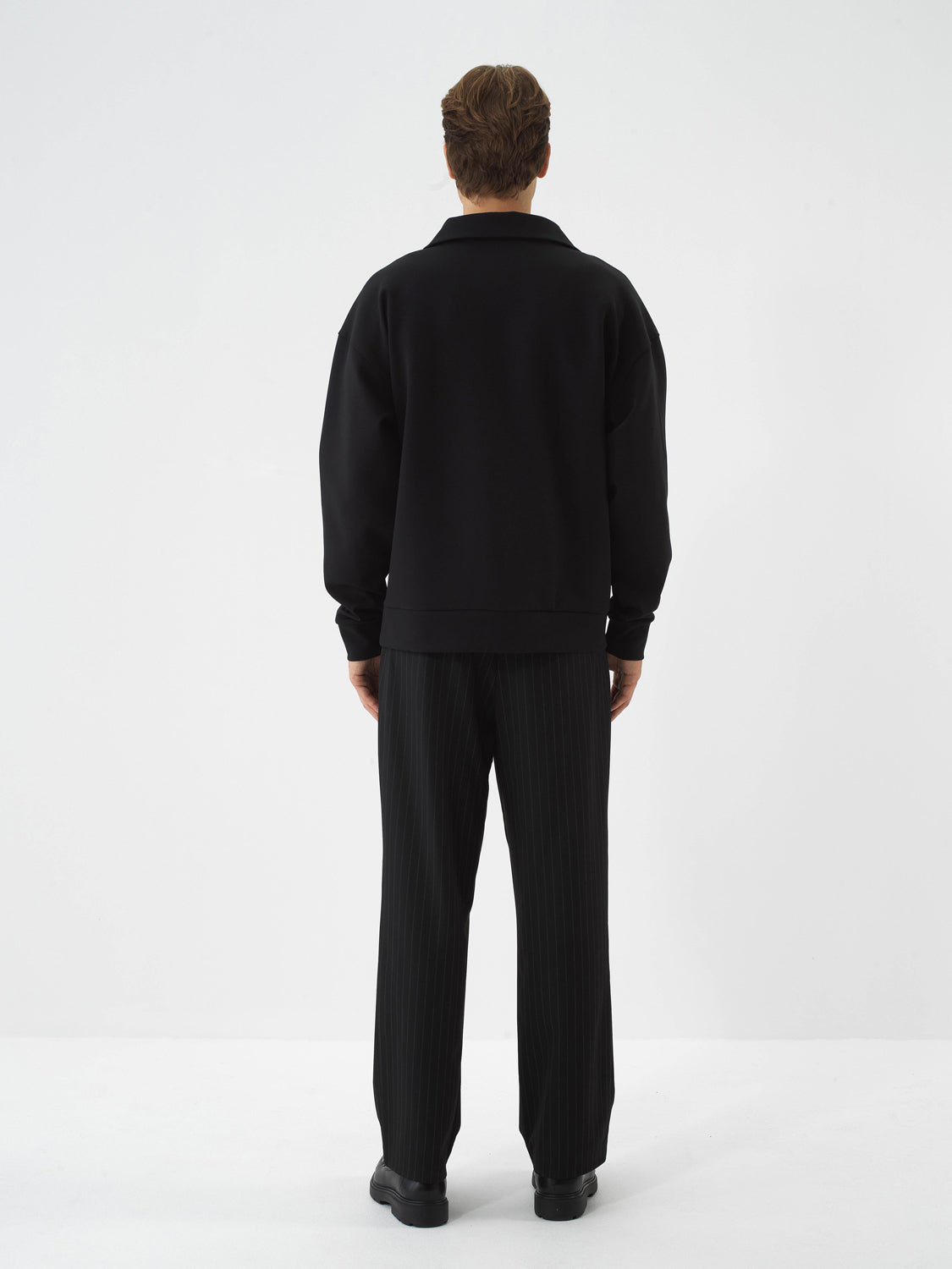 Xint Black Cotton Textured Oversize Pullover