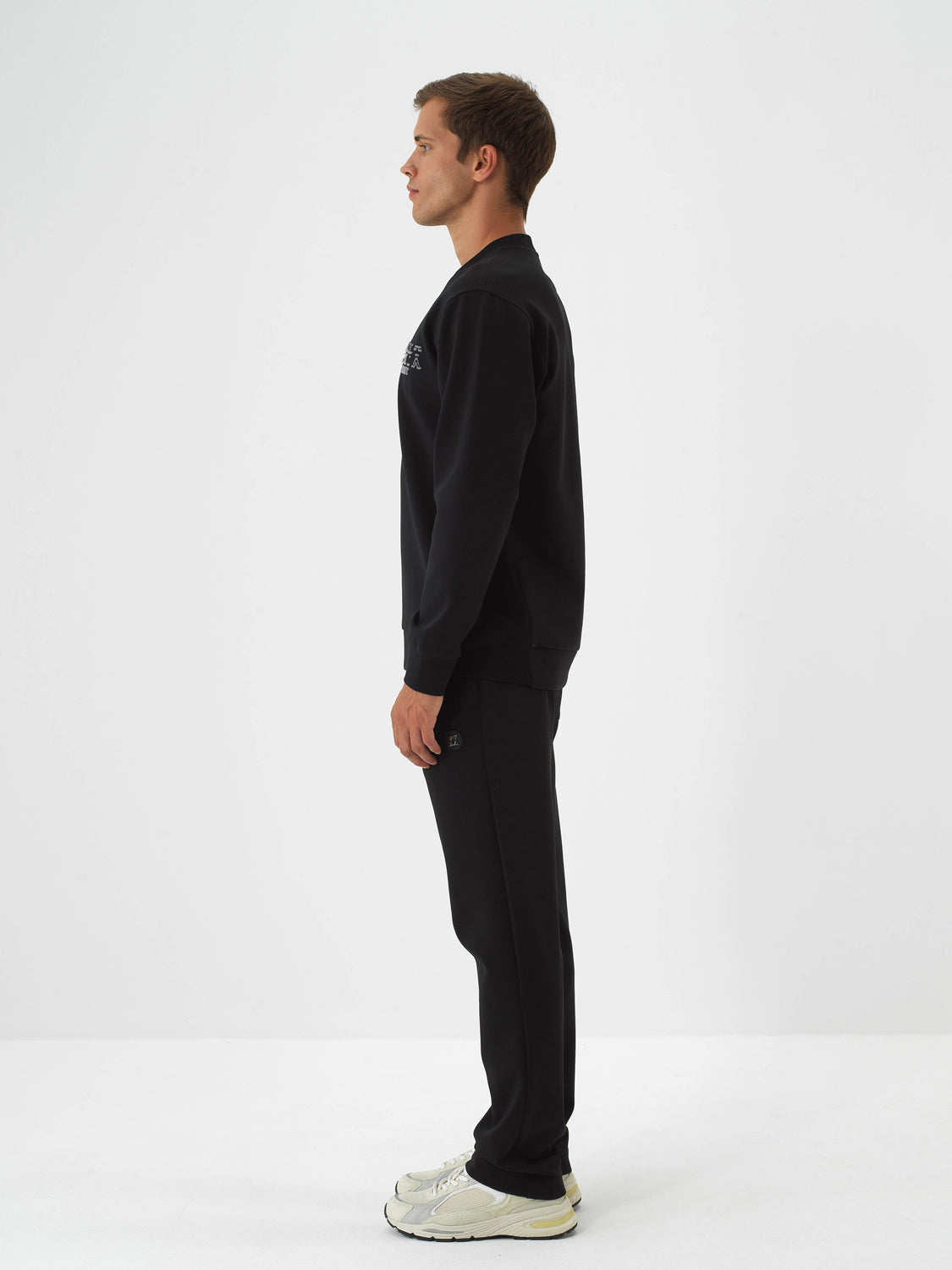 Xint Black Cotton Textured Regular Fit Pullover