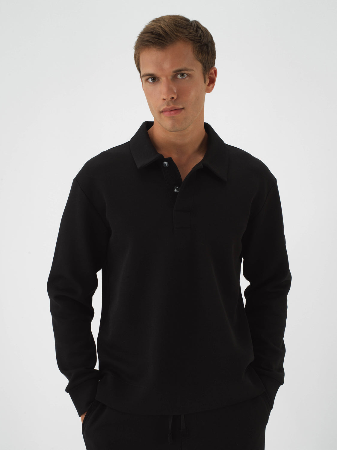 Xint Black Cotton Textured Regular Fit Sweater