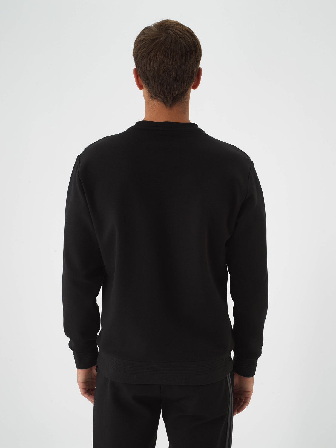 Xint Black Cotton Textured Regular Fit Pullover