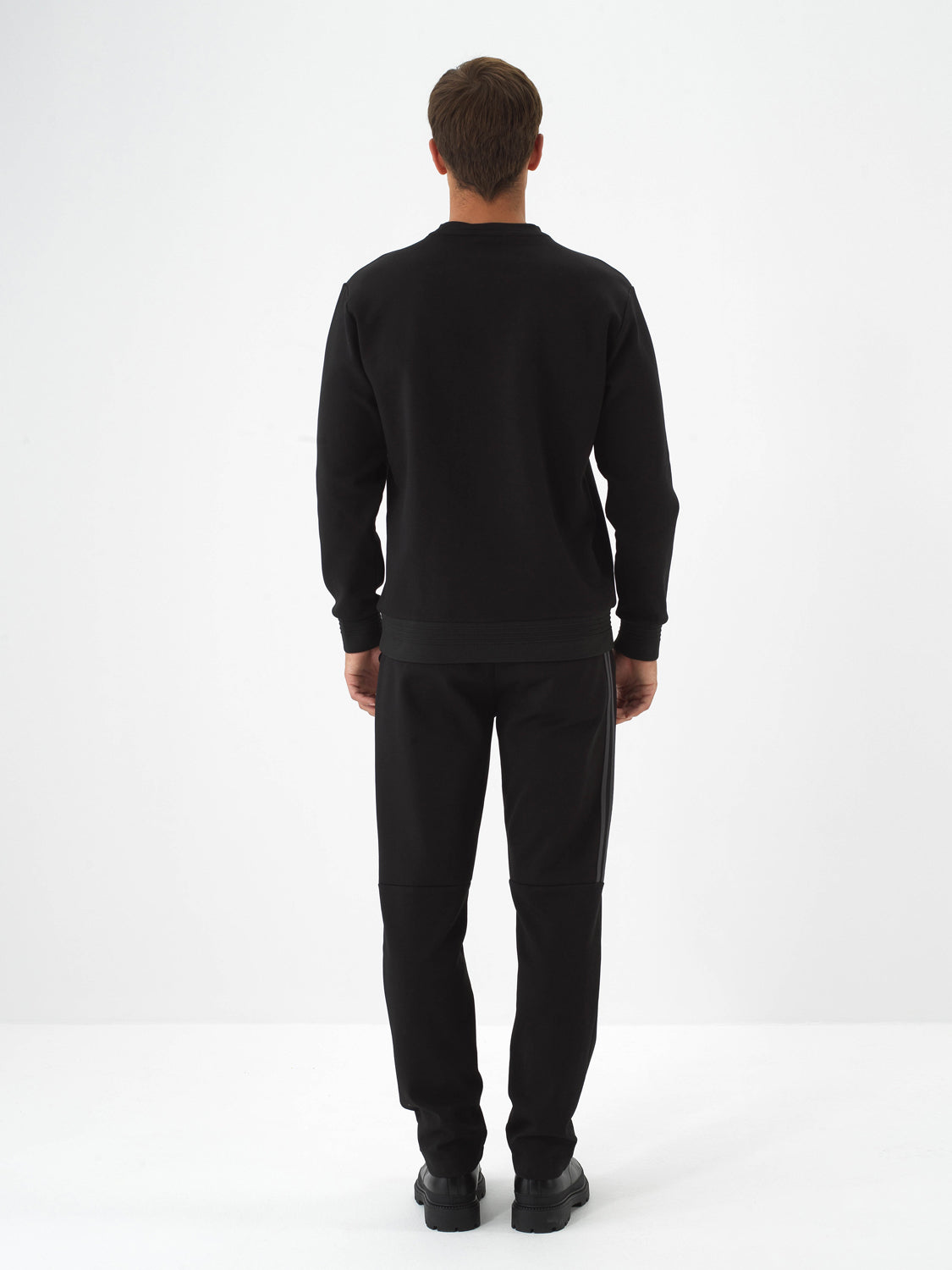Xint Black Cotton Textured Regular Fit Pullover