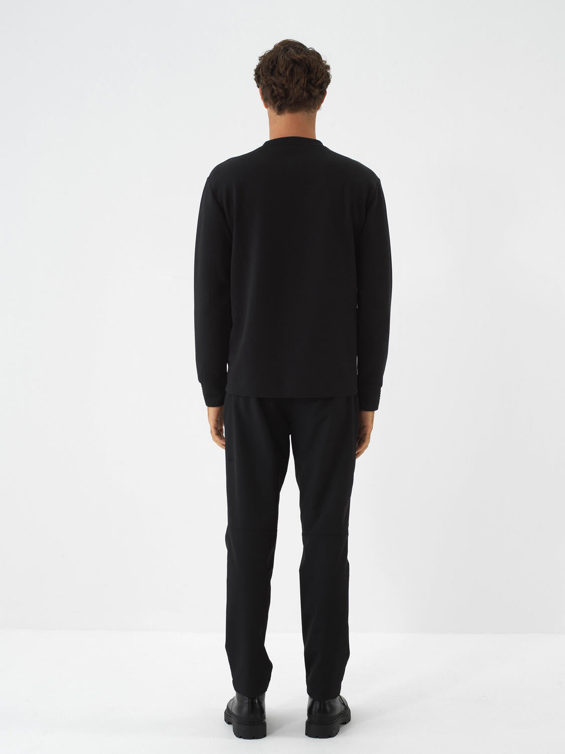 Xint Black Cotton Textured Regular Fit Sweater