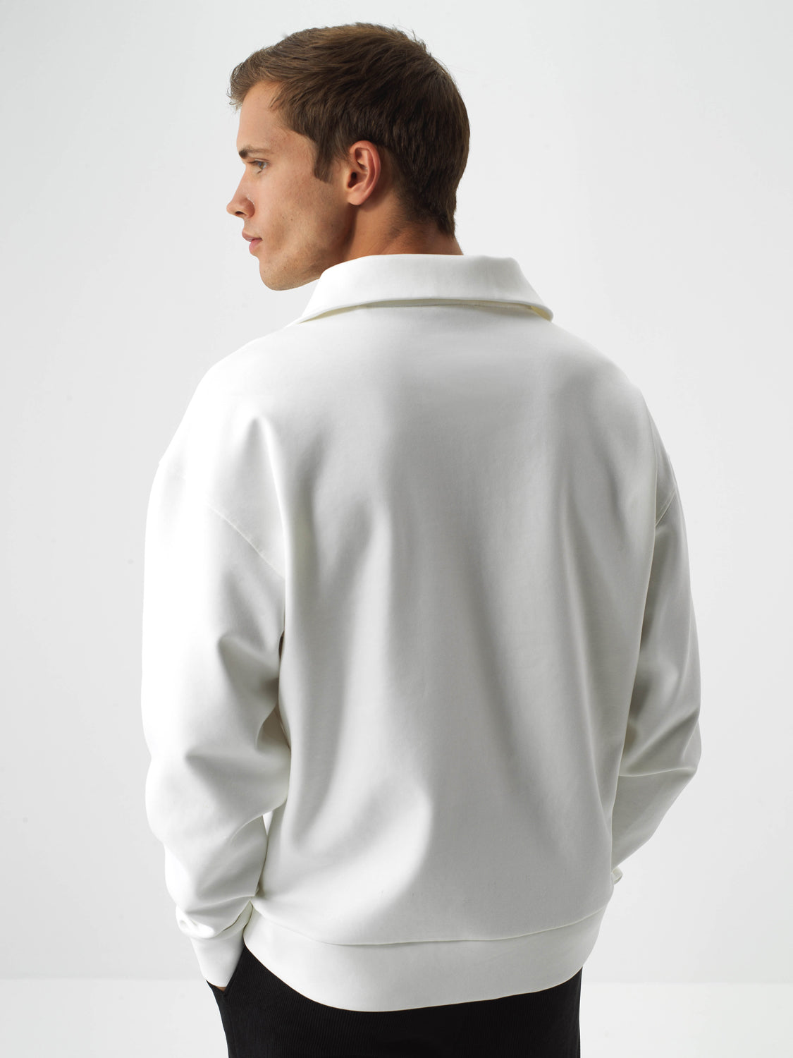 Xint Offwhite Cotton Textured Oversize Pullover