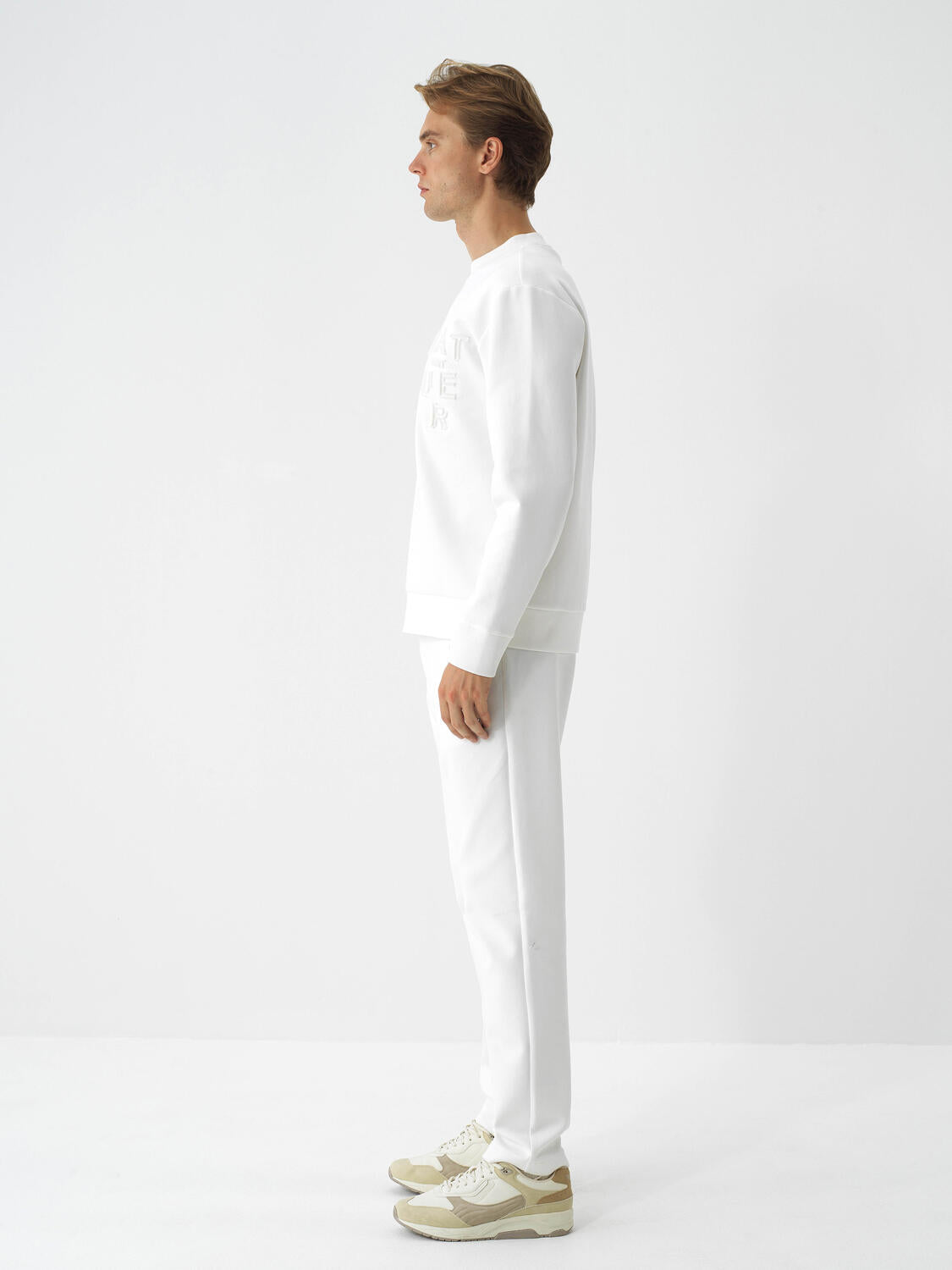 Xint Offwhite Cotton Textured Regular Fit Sweater