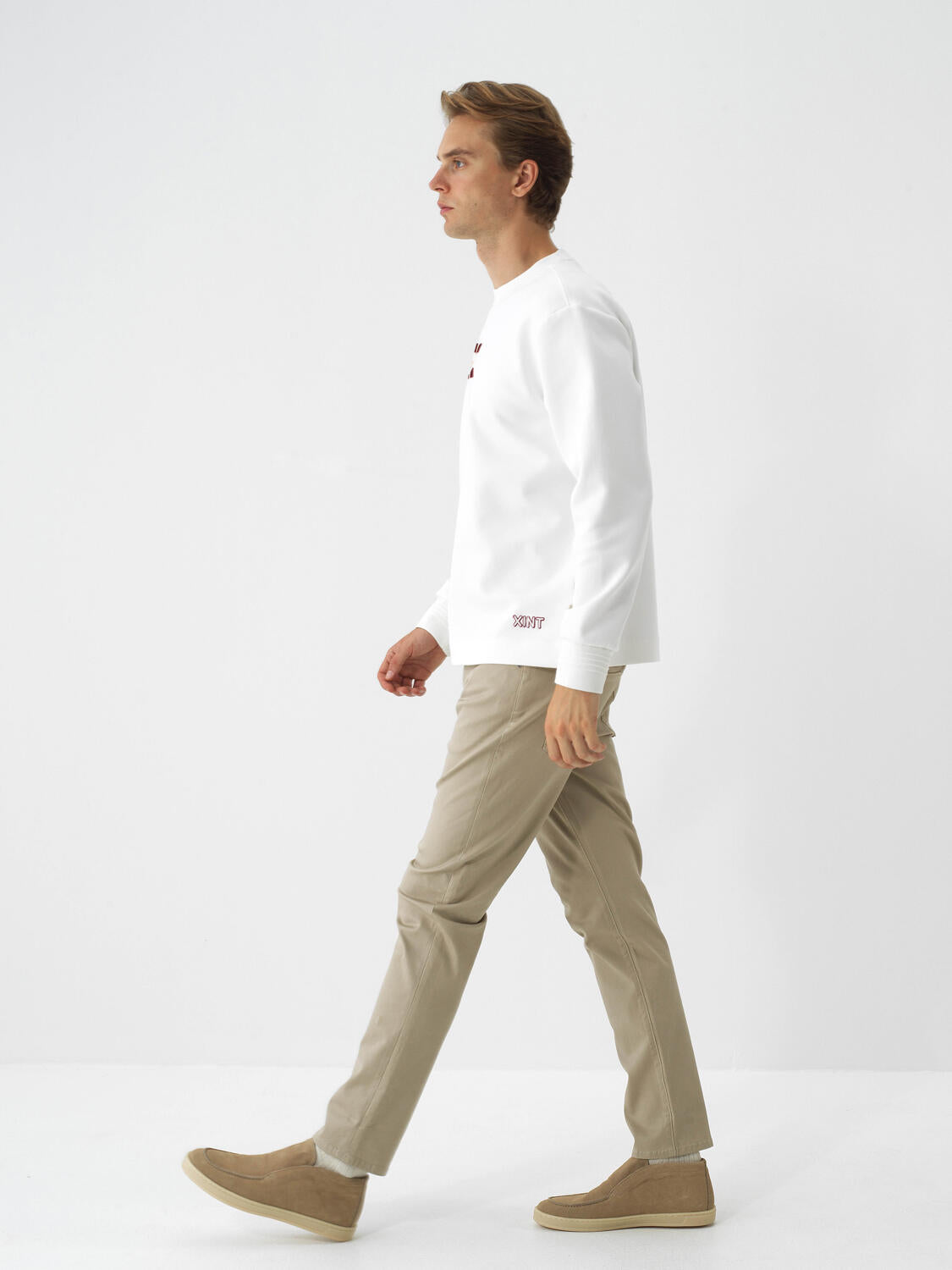 Xint Offwhite Cotton Textured Regular Fit Sweater