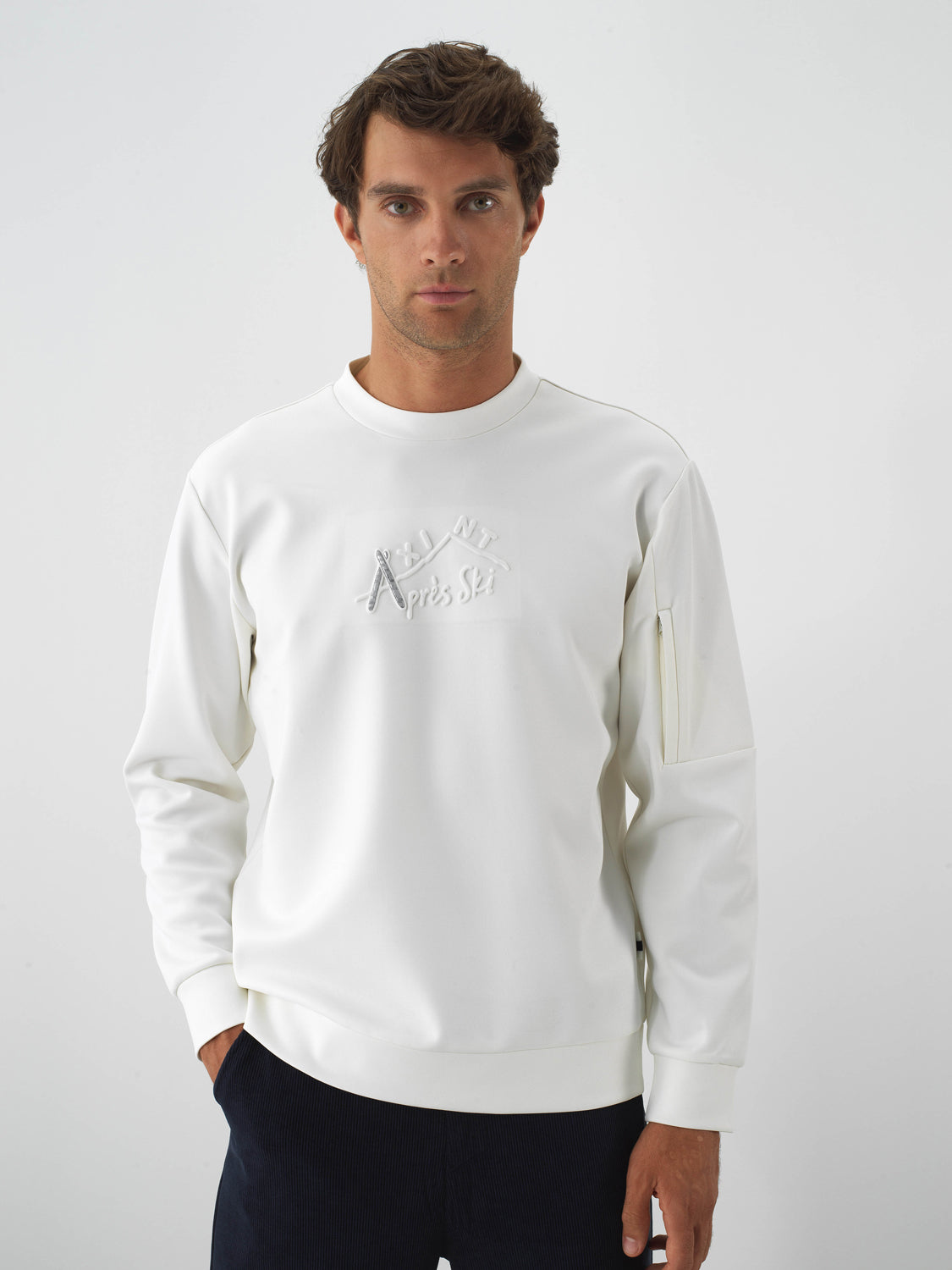 Xint Offwhite Flexible Textured Regular Fit Sweater
