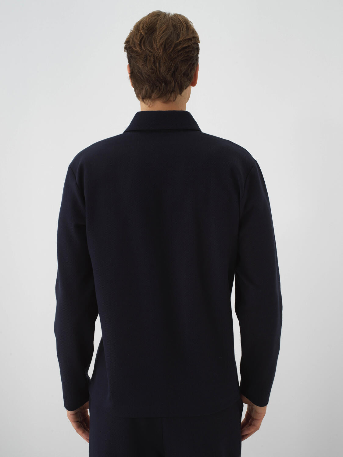 Xint Navy Blue Cotton Textured Regular Fit Sweater