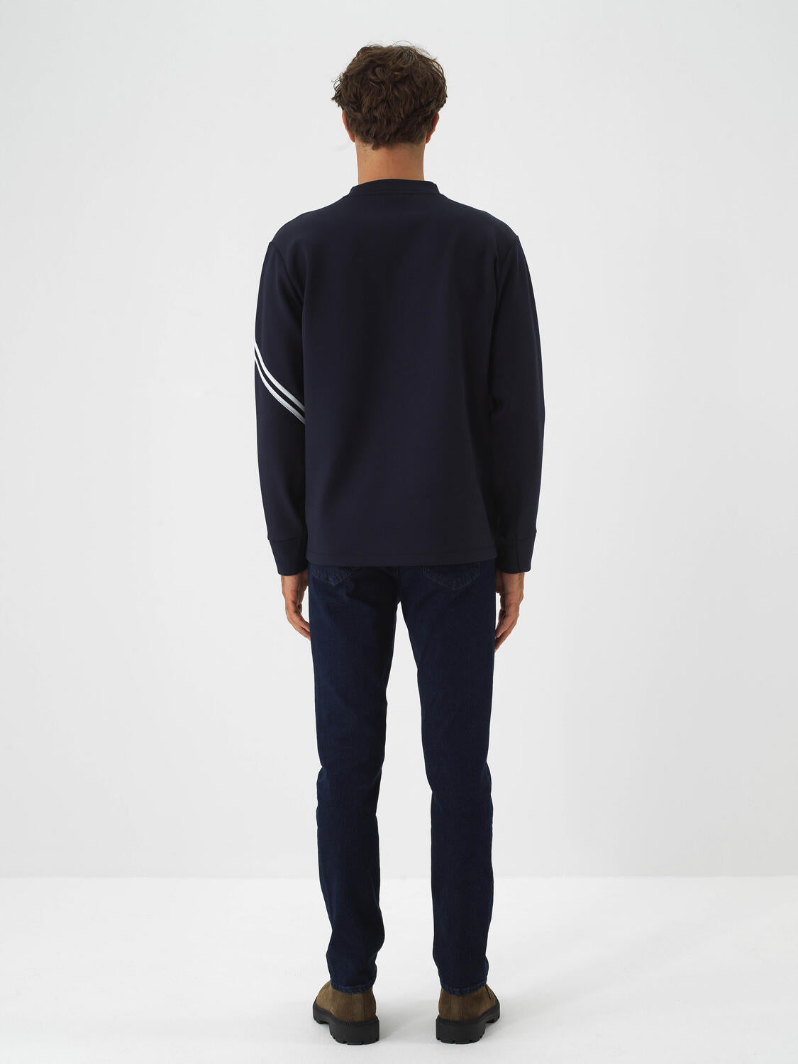 Xint Navy Flexible Textured Regular Fit Sweater