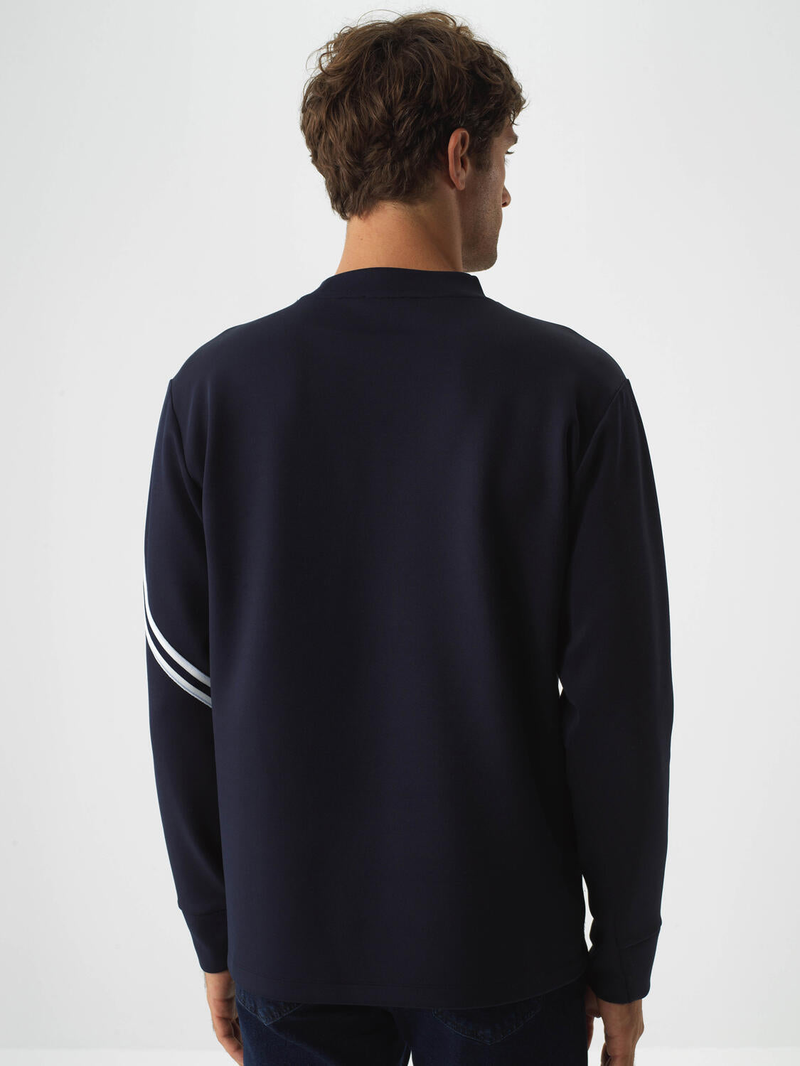 Xint Navy Flexible Textured Regular Fit Sweater