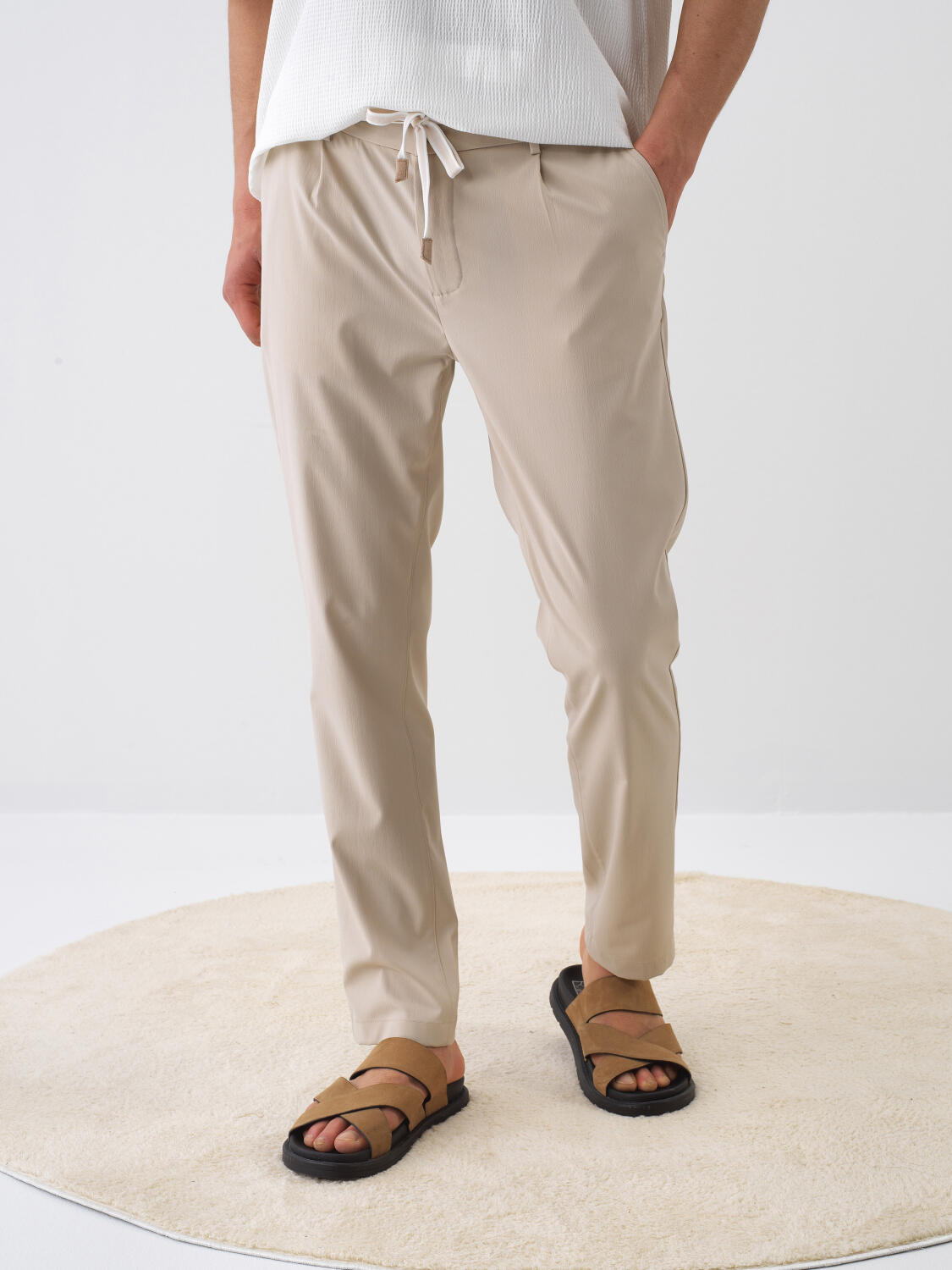 Xint Beige Jogger Pant With Elastic Waist