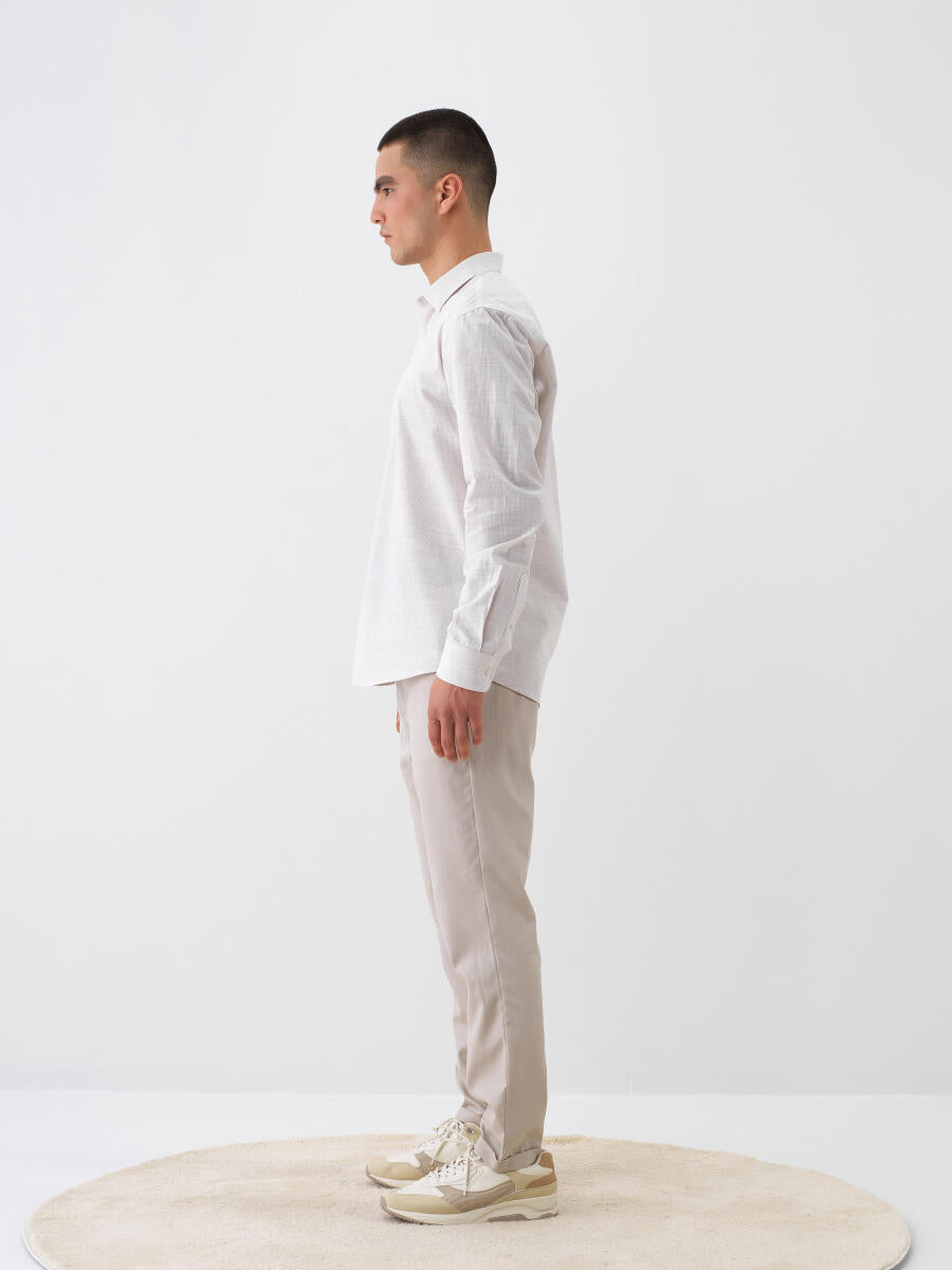 Xint Beige Slim Fit Cotton Jogger Pant