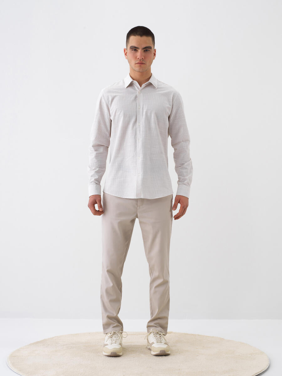 Xint Beige Slim Fit Cotton Jogger Pant
